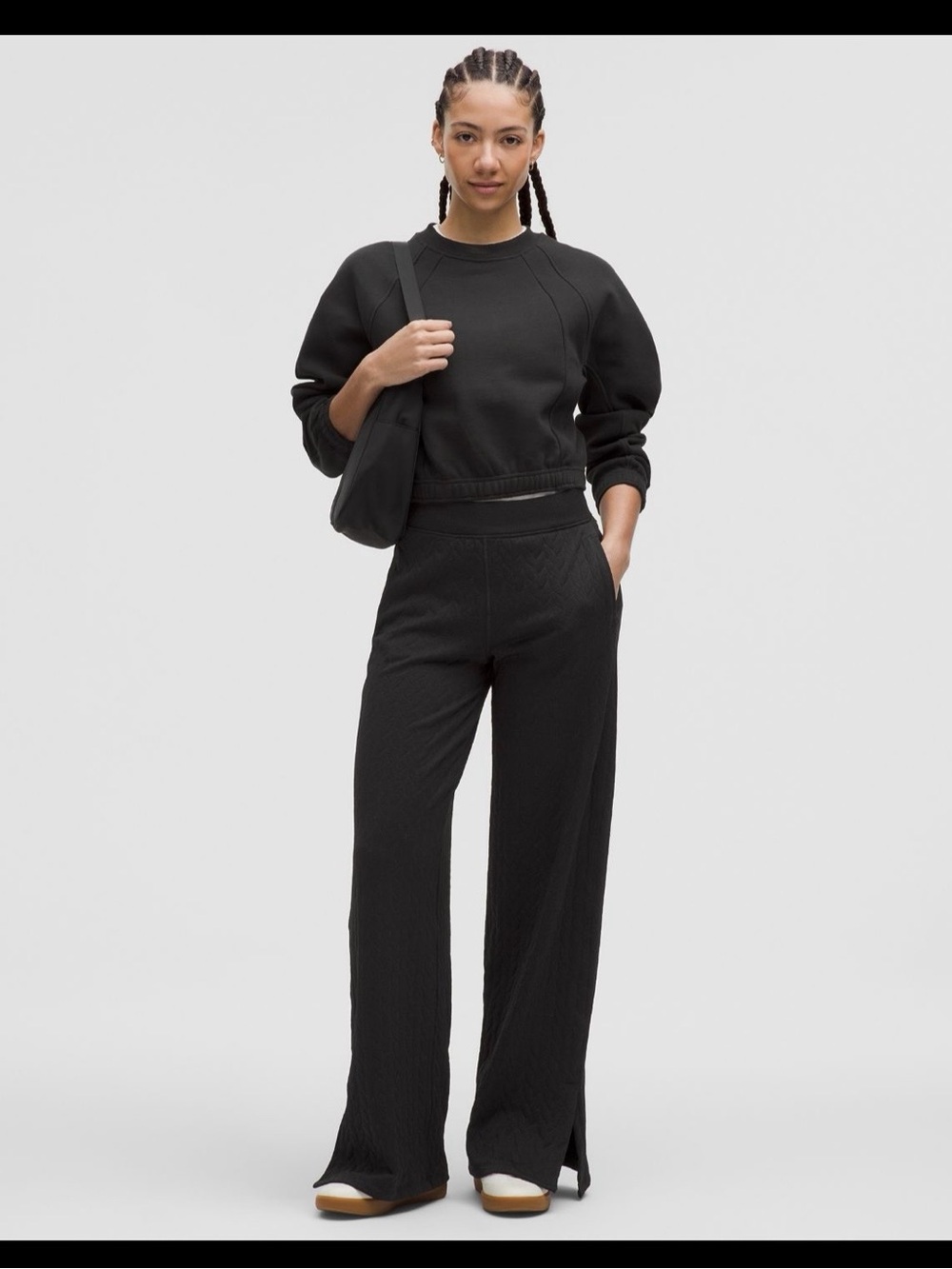 Lululemon Athletics Women's Black Wide-Leg engineered warmth cable knit M 8